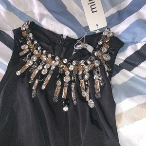 Black high neck mid dress